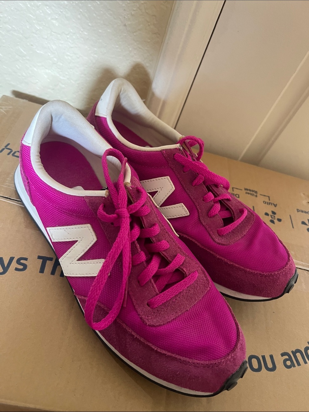 New Balance Women's Hot Pink Sneakers with White N Logo